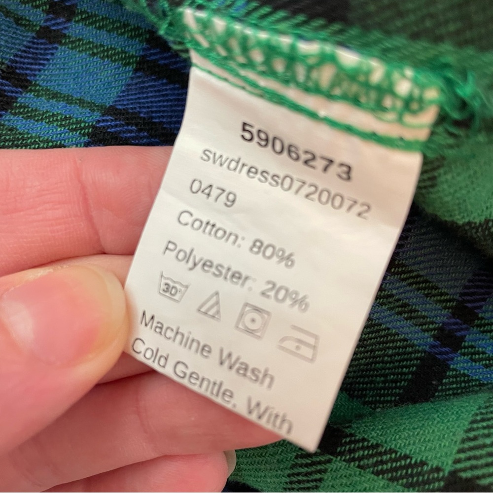 SHEIN Plaid Shirt Dress Women’s Medium Green Blue Button Down Belted Tunic - Picture 5 of 6